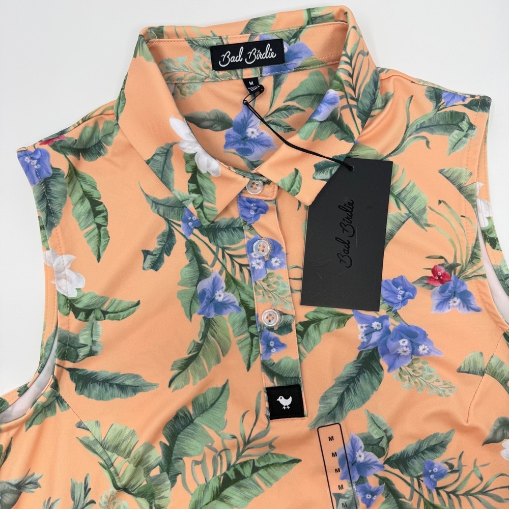 Bad Birdie Core Polo SL Women's Sleeveless Golf Shirt Flora Fiesta Medium‎ NEW